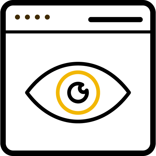 gagner_visibilite_MSSolidaire Icône d’un site web avec un œil, pour symboliser la visibilité en ligne